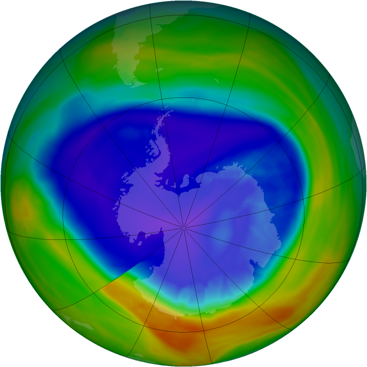 Antarctic ozone map for 09 September 2005